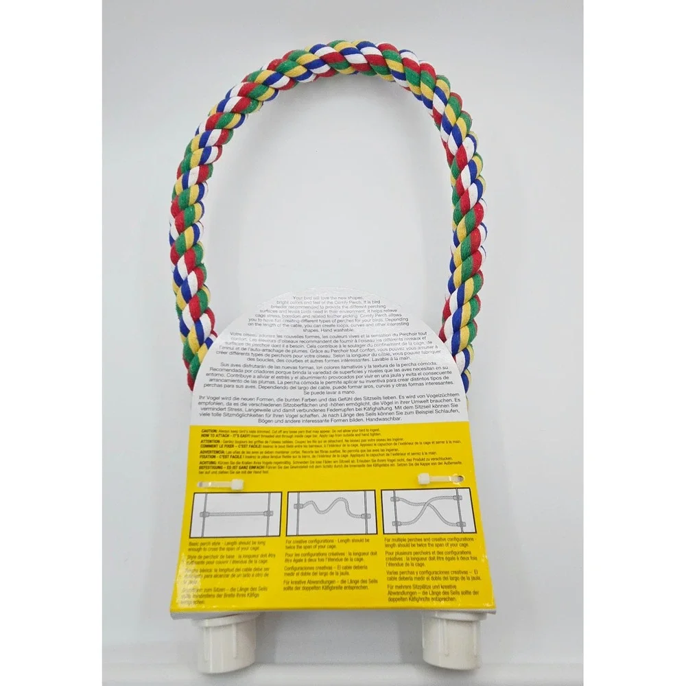 JW Pet Comfy Perch Medium 32 Inch Flexible Rope Bird Perch Multi Color 31211 NEW